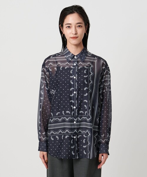 ブラウス シャツ オーガンジー プリント シャツ ‐ウォッシャブル‐ レディース UNITED ARROWS ブラウス シャツ オーガンジー プリント