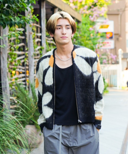 TOWNCRAFT アーガイルカーディガン　サイズXL グリーン TOWN CRAFT / SOLID SHAGGY CARDIGAN
