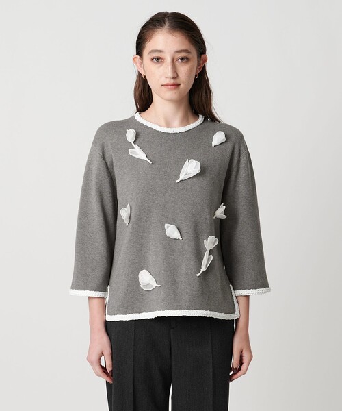 UNITED ARROWS ニット セーター BROCHE フラワーモチーフ