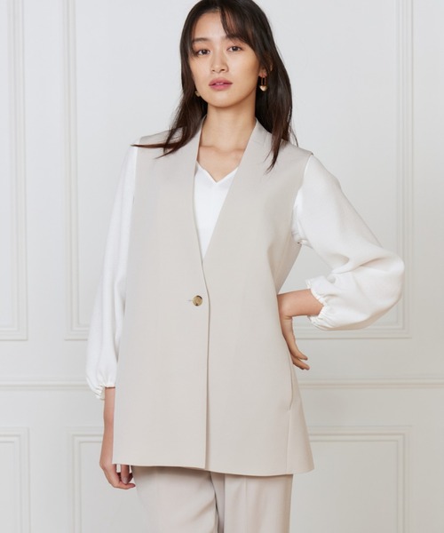 INED（イネド） スーツ トリアセバックサテンジョーゼット カラーレス