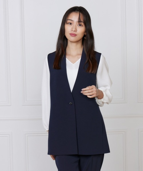 INED（イネド） スーツ トリアセバックサテンジョーゼット カラーレス