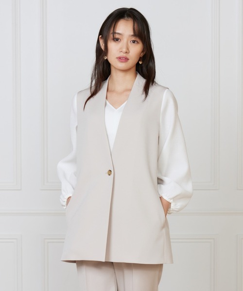 INED（イネド） スーツ トリアセバックサテンジョーゼット カラーレス