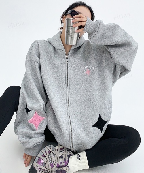 Dalfwin（ダールフィン） パーカー 韓国ファッション OISISダイヤ刺繍