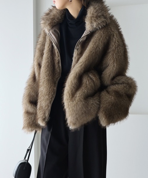 andme コート アウター ミックスファージップブルゾン レディース