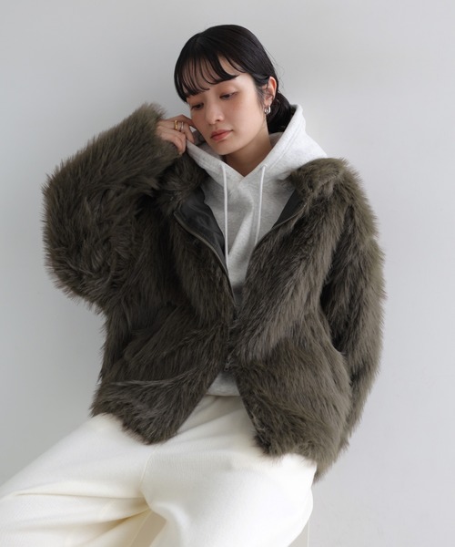 ARMANI COLLEZIONI ラビットファー　ジャケット　コートopium andme（アンドミー） コート アウター ミックスファージャケット