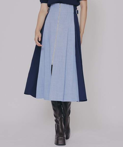 REDYAZEL（レディアゼル） スカート フロントジップバイカラーミディ