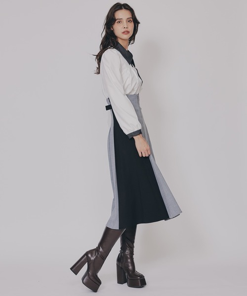 スカート REDYAZEL REDYAZEL スカート フロントジップバイカラーミディスカート