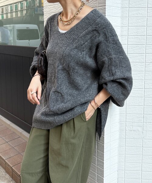 DouDou（ドゥドゥ） ニット セーター ボリュームケーブルプルオーバー