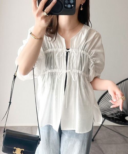 「classicalelf」 半袖ブラウス X-LARGE グレイッシュベージュ レディース_画像2