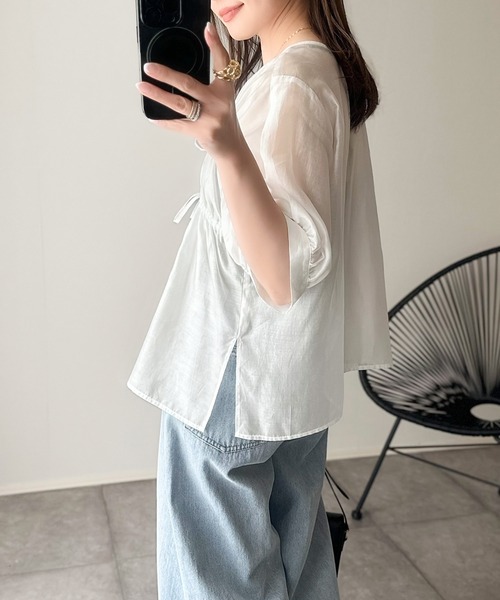 「classicalelf」 半袖ブラウス X-LARGE グレイッシュベージュ レディース_画像4