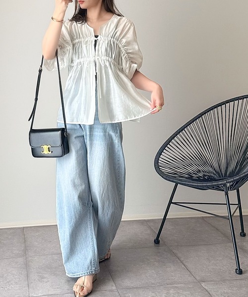 「classicalelf」 半袖ブラウス X-LARGE グレイッシュベージュ レディース_画像5