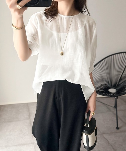 「classicalelf」 半袖ブラウス X-LARGE グレイッシュベージュ レディース_画像7