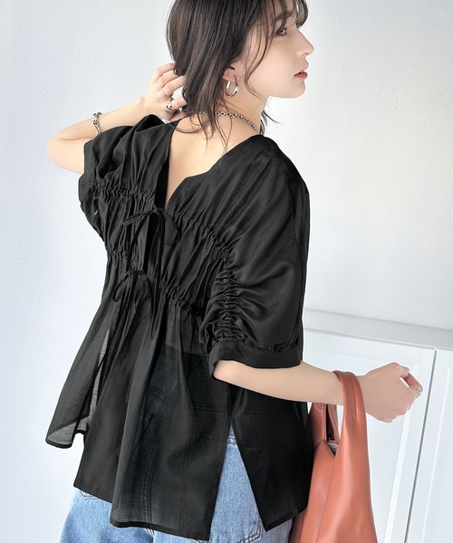 「classicalelf」 半袖ブラウス X-LARGE グレイッシュベージュ レディース_画像8