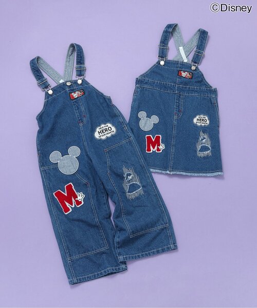 ミッキーミニー デニムオーバーオール　ジャンスカ　ディズニー Disney（ディズニー） ジャンパースカート ディズニーキャラクター