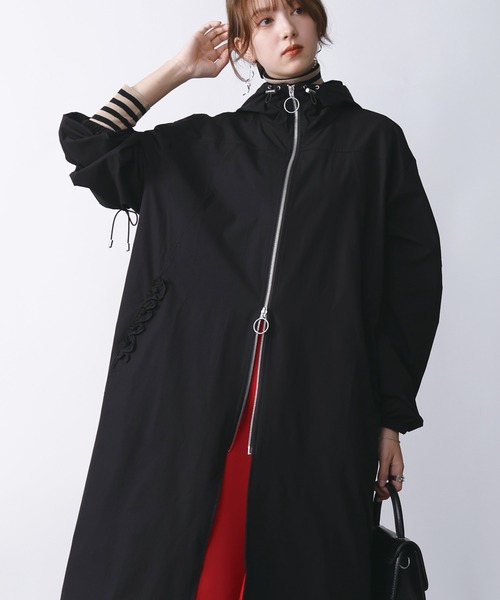 PICCIN PERLA パーカー ウォータープルーフフリルロングパーカー