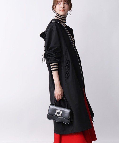 PICCIN PERLA パーカー ウォータープルーフフリルロングパーカー 