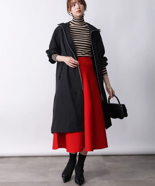 PICCIN PERLA パーカー ウォータープルーフフリルロングパーカー