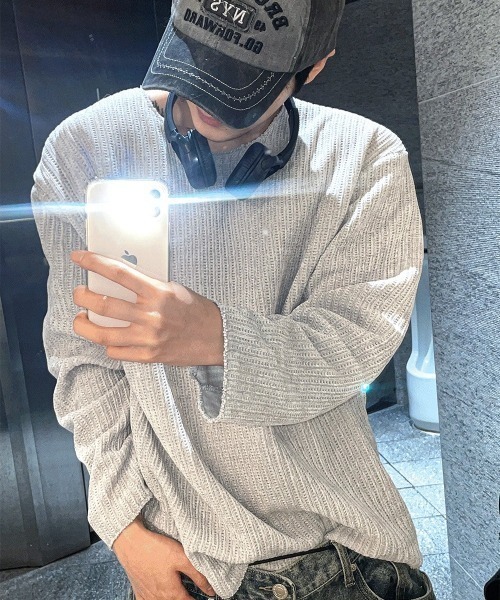 COSYHARU（コシハル） tシャツ ベロアライクニットTシャツ メンズ 