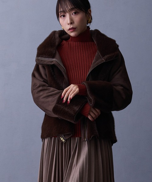 【未使用、超美品】リバーシブルムートンブルゾン NICOLE white（ニコルホワイト） ブルゾン アウター リバーシブル