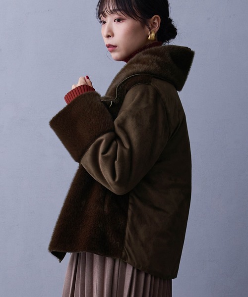 【未使用、超美品】リバーシブルムートンブルゾン NICOLE white（ニコルホワイト） ブルゾン アウター リバーシブル