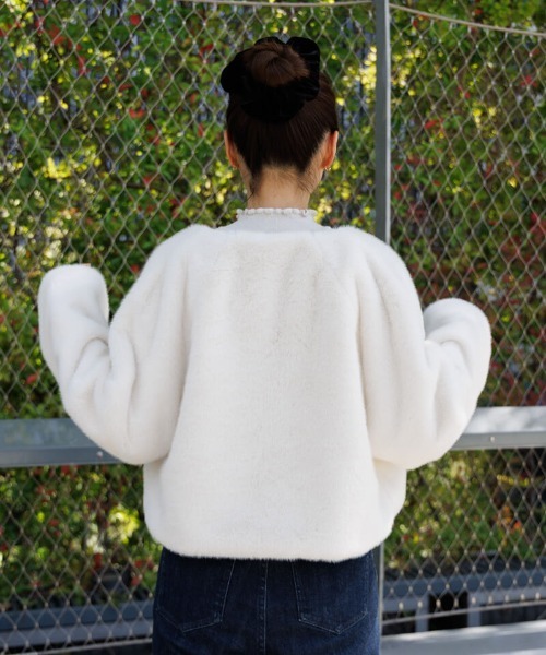 flower ノーカラーコート コート コンパクトファーコート レディース