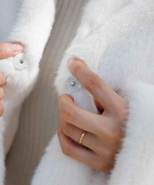 flower ノーカラーコート コート コンパクトファーコート レディース