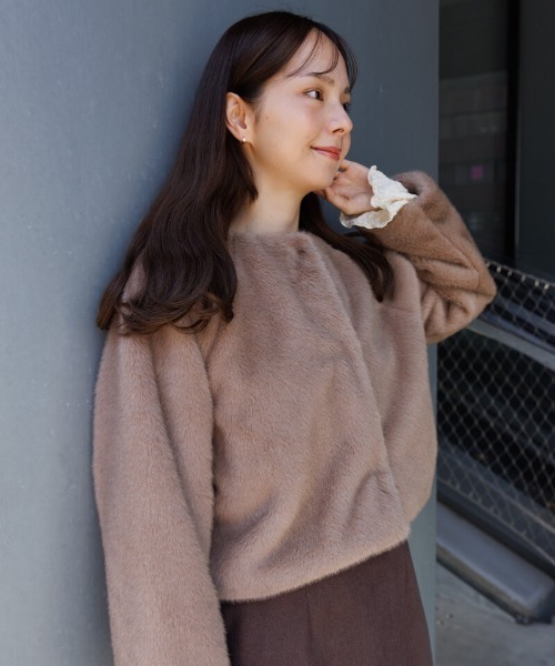 flower ノーカラーコート コート コンパクトファーコート レディース