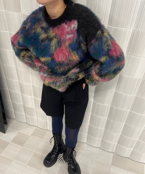 Ameri（アメリ） ニット セーター WILTED FLOWER MOHAIR JACQUARD KNIT
