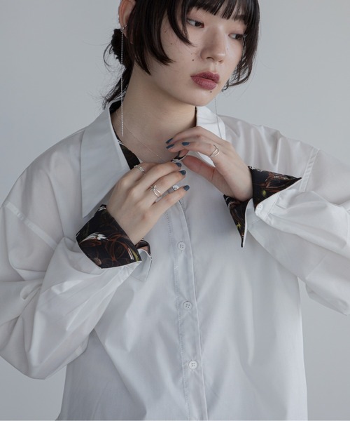 ブラウス シャツ ロゴ刺繍バリモア襟配色シャツ レディース : ZOZOTOWN