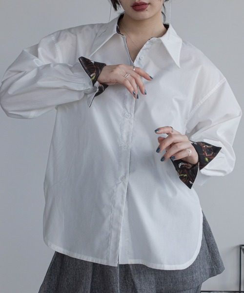 ブラウス シャツ ロゴ刺繍バリモア襟配色シャツ レディース : ZOZOTOWN