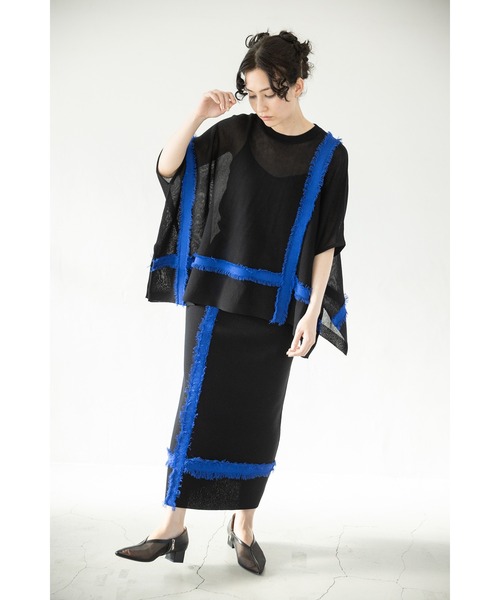 「OSMOSIS」 半袖ニット ONE SIZE チャコール レディース_画像2