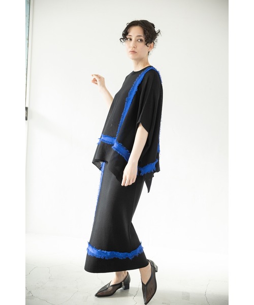 「OSMOSIS」 半袖ニット ONE SIZE チャコール レディース_画像3