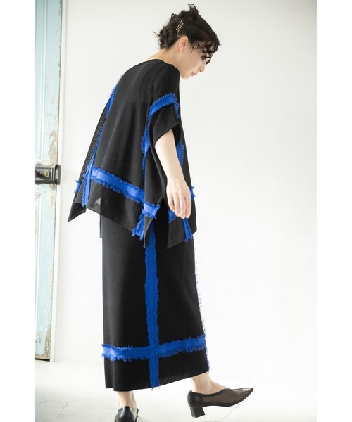 「OSMOSIS」 半袖ニット ONE SIZE チャコール レディース_画像4