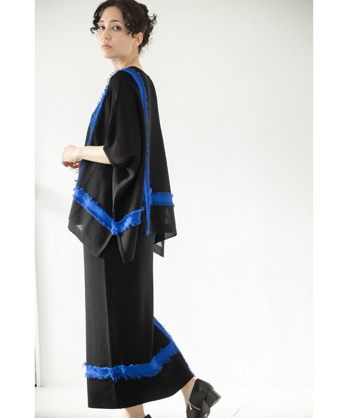 「OSMOSIS」 半袖ニット ONE SIZE チャコール レディース_画像5