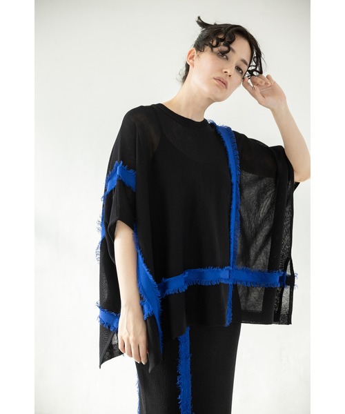 「OSMOSIS」 半袖ニット ONE SIZE チャコール レディース_画像6