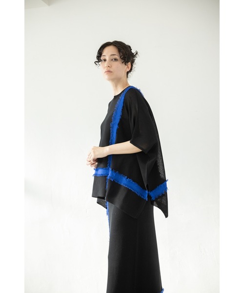 「OSMOSIS」 半袖ニット ONE SIZE チャコール レディース_画像7