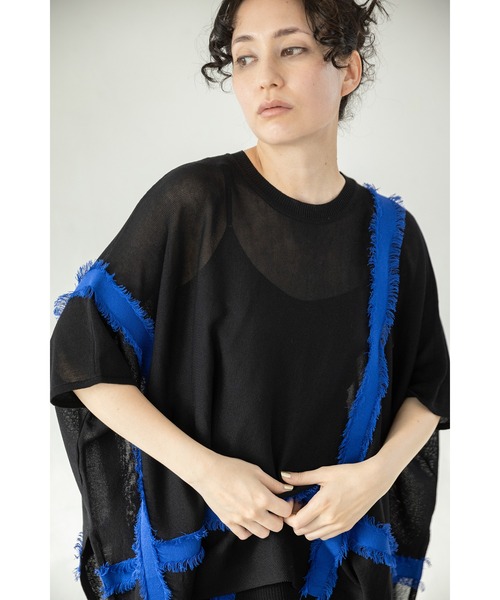 「OSMOSIS」 半袖ニット ONE SIZE チャコール レディース_画像8