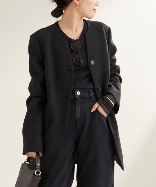 plage（プラージュ） ノーカラージャケット 38 ブラック レディース