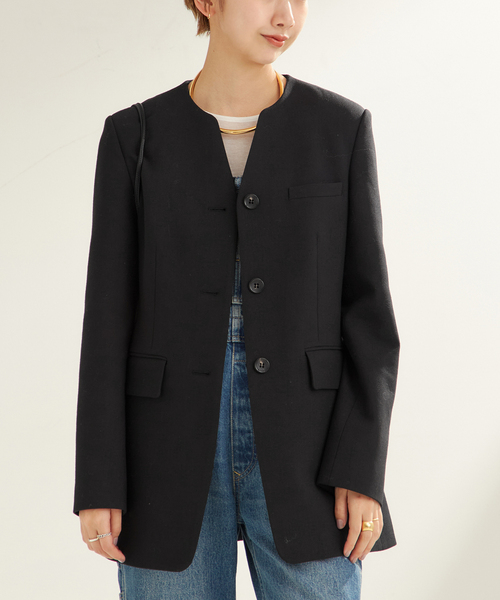 plage（プラージュ） ノーカラージャケット 38 ブラック レディース