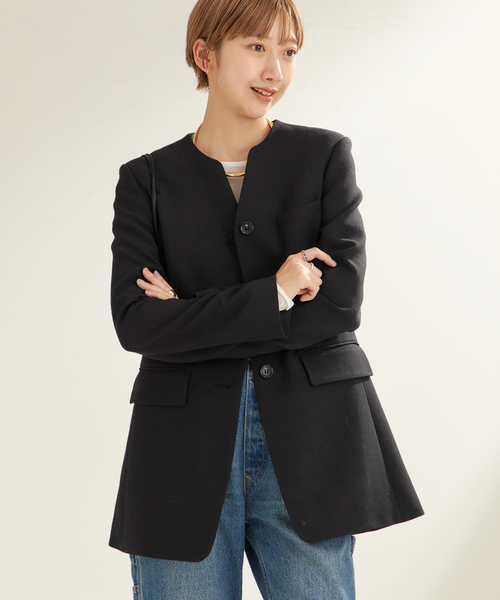 plage（プラージュ） ノーカラージャケット 38 ブラック レディース