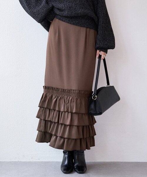RIVE DROITE（リヴドロワ） スカート 「着映え」フリルタイトスカート