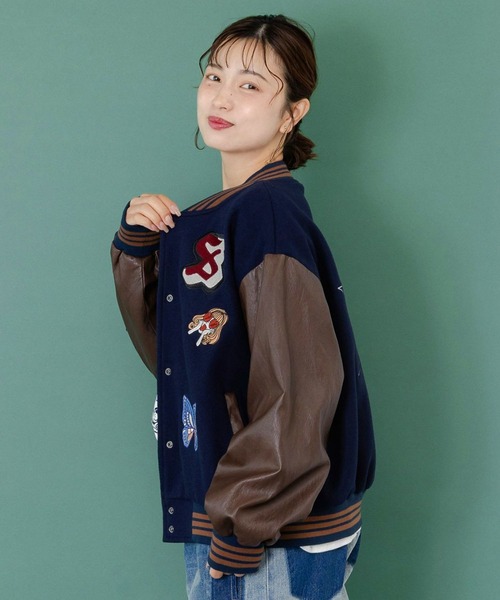 【スカラー】メルトン×合皮異素材切替スタジャン スカラー / メルトン×合皮 異素材切替スタジャン | BRAND,ScoLar