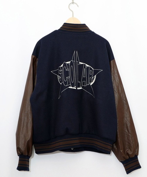 ScoLar（スカラー） スタジャン メルトン×合皮 異素材切替スタジャン