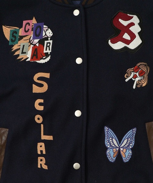 ScoLar（スカラー） スタジャン メルトン×合皮 異素材切替スタジャン