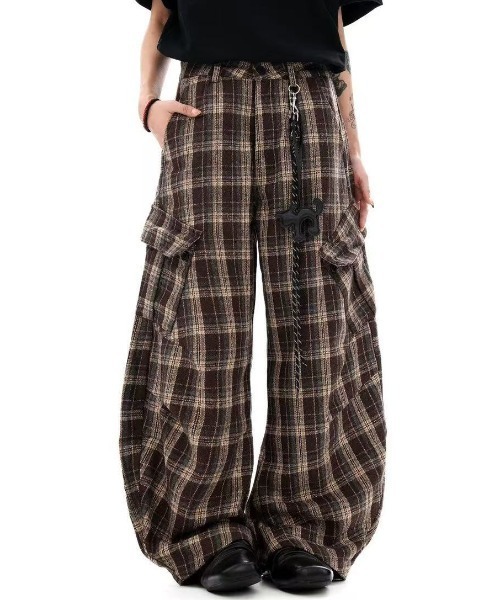Achic（アシック） ワイドパンツ スウェットパンツ ジャージ チェック