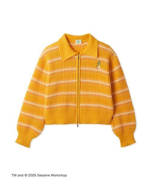 レディース ボーダージップ ニット カーディガン カーディガン 90'sボーダー スキッパーZIPカーディガン レディース