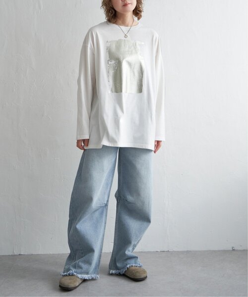 「notch.」 長袖カットソー M オフホワイト レディース_画像3