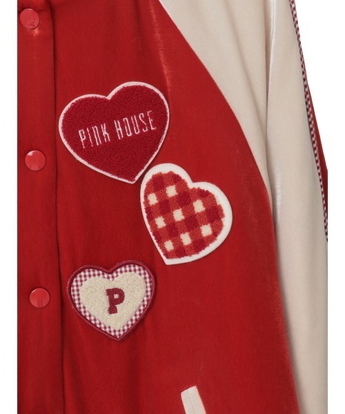 PINK HOUSE（ピンクハウス） スタジャン ハートワッペン使いベロア