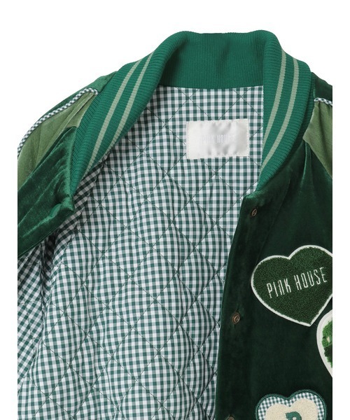 PINK HOUSE（ピンクハウス） スタジャン ハートワッペン使いベロア