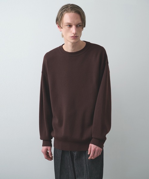 セーター ニット 「STUDIOUS」CASHMERE WOOL CREWNECK KNIT メンズ
